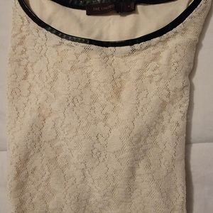 Express lace blouse with leather trim